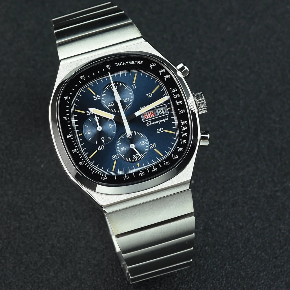 Hruodland new 2025 new 0S00 retro men's quartz chronograph sapphire stainless steel waterproof 5Bar luminous C3 reloj hombre