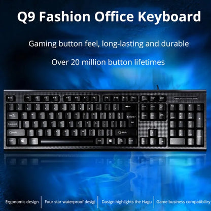 Teclado individual Q9 USB de porta quadrada, para escritório, empresa e casa, PS2 de entrada redonda, com fios, para computador de secretária