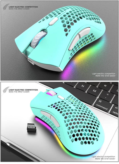BM600 Rechargeable USB 2.4G Wireless RGB Light Honeycomb Gaming Mouse Desktop PC Computers Notebook Laptop Mice Mause Gamer