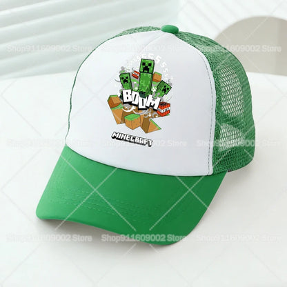 Minecrafted Mesh Baseball Caps Cartoon Figures Adult Children Sports Hats Boys Girls Summer Outdoor Sunshade Peaked Caps Gift