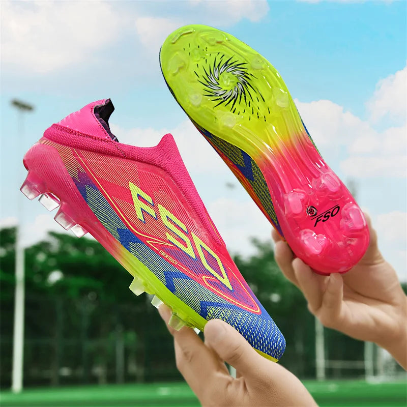 Nouveaux hommes chaussures de Football Match intérieur vente chaude bottes de Football en plein air crampons d'herbe baskets de Futsal montantes antidérapantes de haute qualité