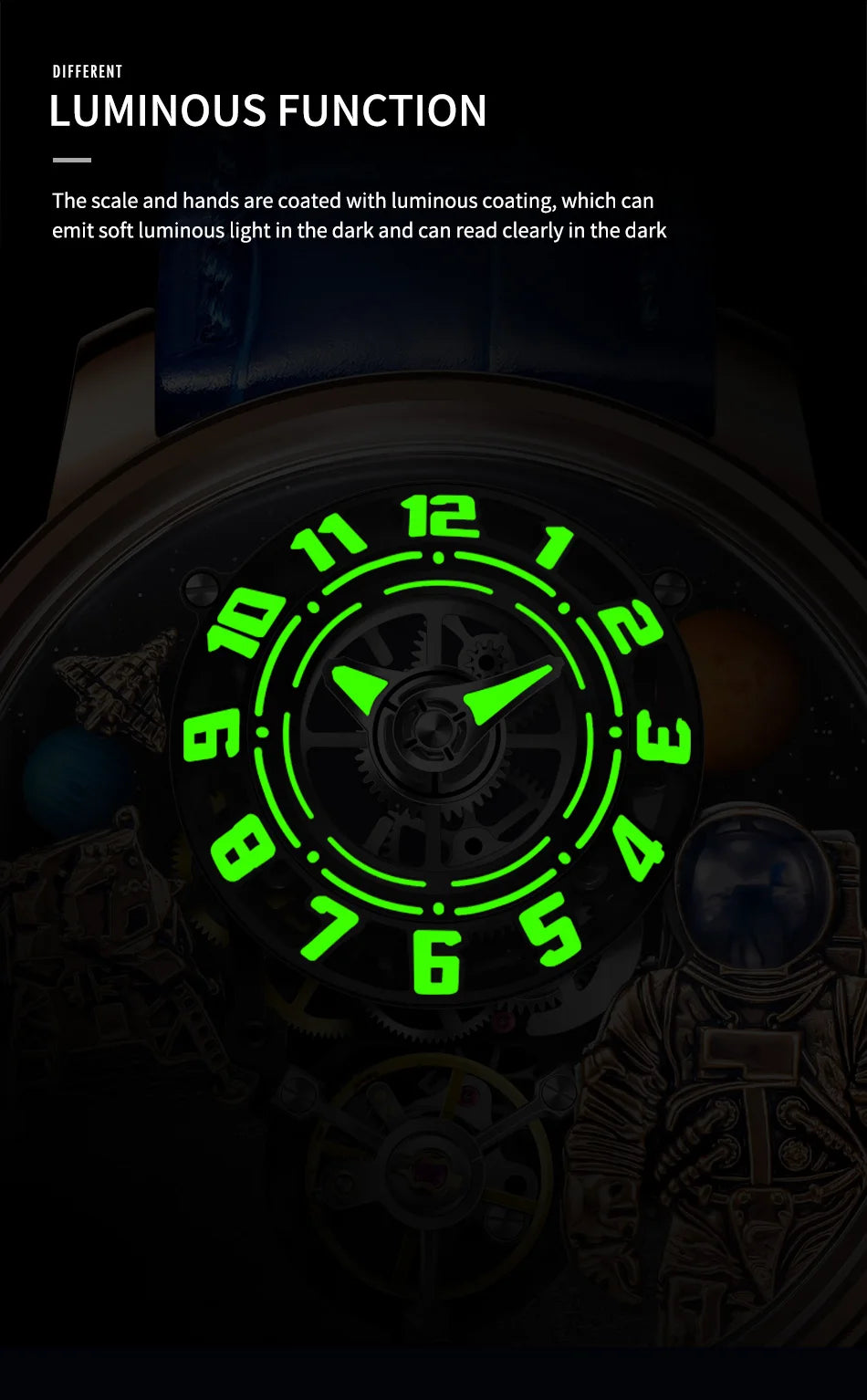 PINDU Watch Men New Space Series Unique Design Three-dimensional Dial Arabic Numerals Luminous Sapphire Mechanical Watch W2101B