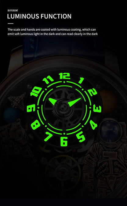 PINDU Watch Men New Space Series Unique Design Three-dimensional Dial Arabic Numerals Luminous Sapphire Mechanical Watch W2101B