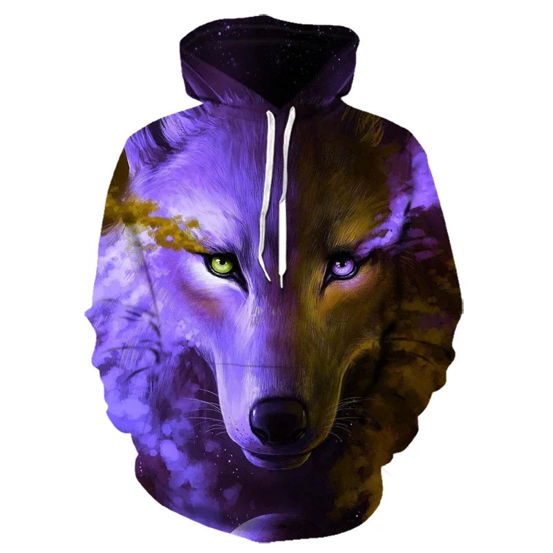 Animal Wolf – bluzy z kapturem drukowane w 3D dla mężczyzn i kobiet, modne, codzienne, oversize, swetry typu pullover, styl hip-hopowy, Harajuku, odzież uliczna