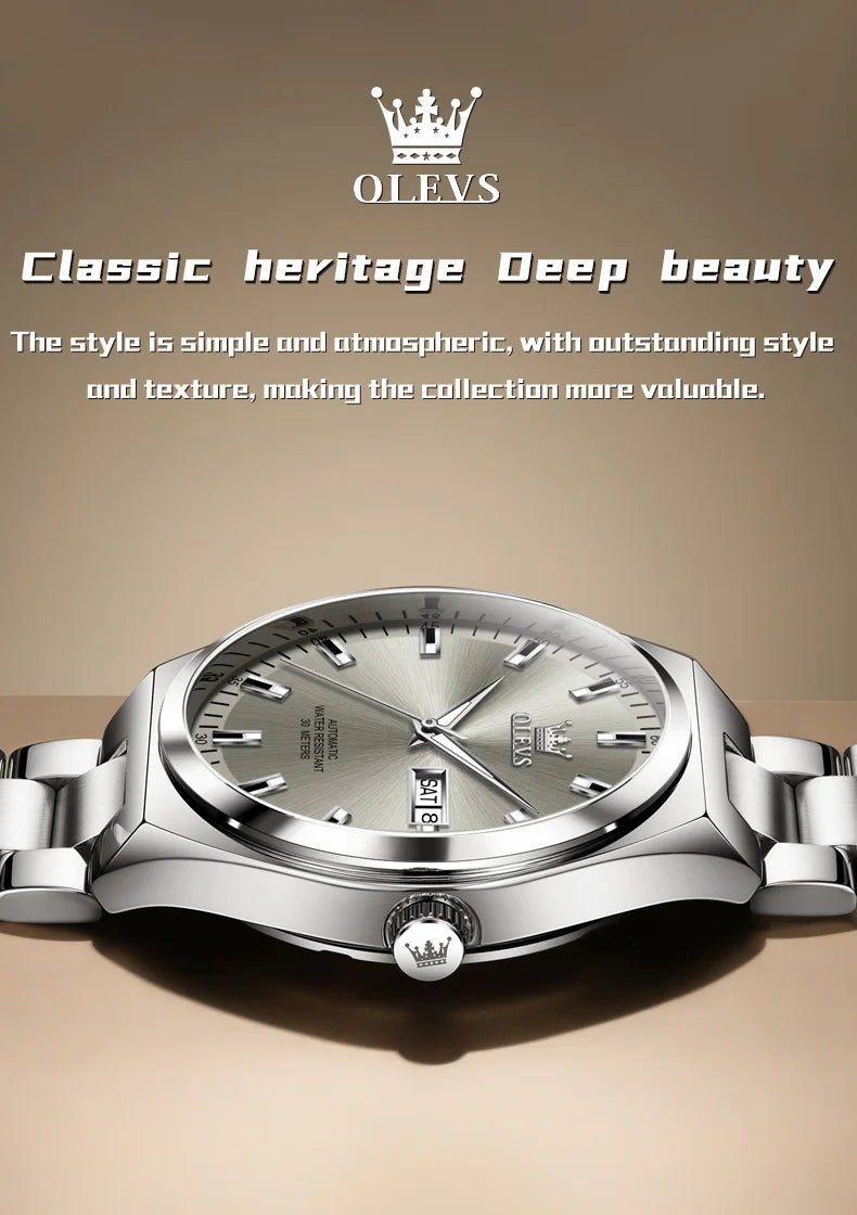 OLEVS Top Brand Luxury Automatic Watches Men Waterproof Watches 316L Steel Business Mechanical Men's Watch relogios masculino