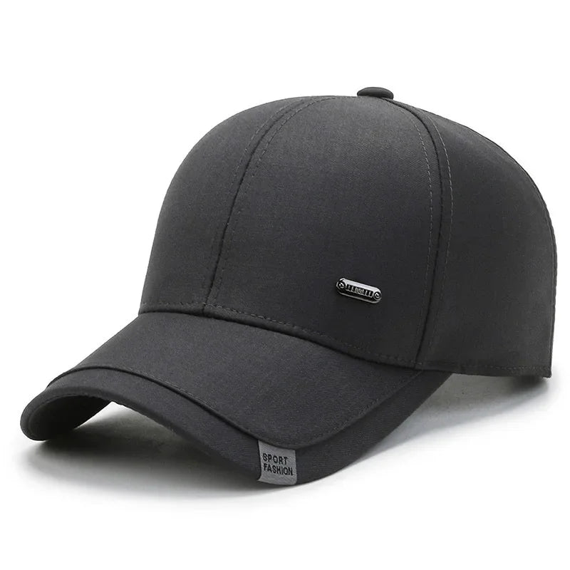 Men's Baseball Hat Hard Top Spring Autumn Big Head Circumference Cotton Cap Sun Protection Dad Cap Adjustable Strap Fishing Hat