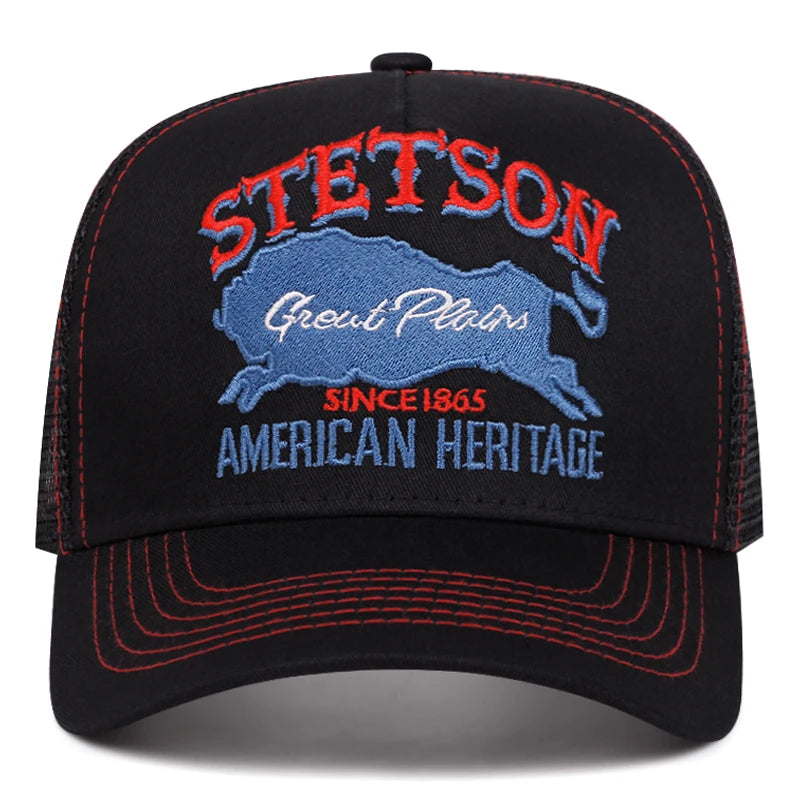 Personalized New Truck Hat STATION Blue Bull Mesh Hat Men's Street HipHop Hat Women's Daily Commuting Sunshade Baseball Hat
