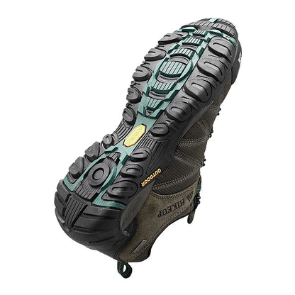 HIKEUP Zapatillas de senderismo para hombre de cuatro estaciones, calzado deportivo de exterior en cuero genuino resistente al desgaste, zapatos de escalada con suela de goma para trekking