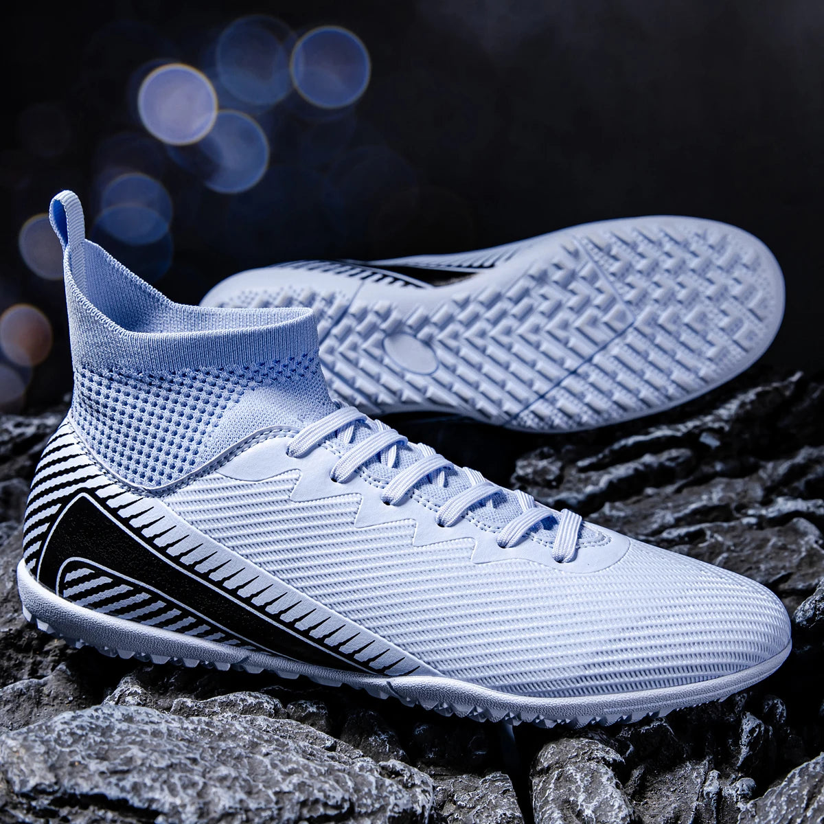 Chaussures de football pour adultes haute performance, unisexes, pour terrain extérieur et intérieur en gazon synthétique, avec crampons, chaussures de football pour garçons, semelles à crampons