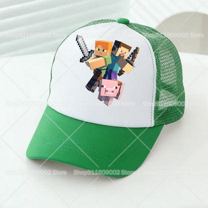 Minecrafted Mesh Baseball Caps Cartoon Figures Adult Children Sports Hats Boys Girls Summer Outdoor Sunshade Peaked Caps Gift