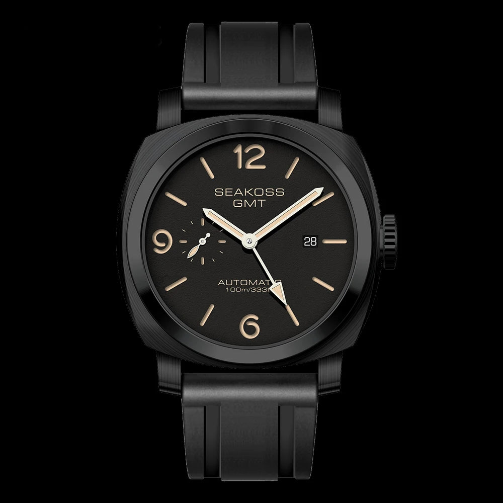 SEAKOSS 45mm Diving GMT Watch Automatic Mechanical Wristwatches Seagull ST2557 Movement 100M Luminous Calendar Men's Watches