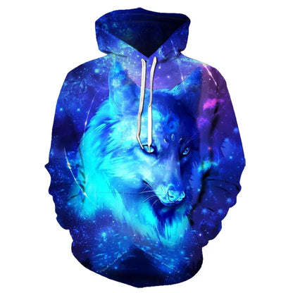 Animal Wolf – bluzy z kapturem drukowane w 3D dla mężczyzn i kobiet, modne, codzienne, oversize, swetry typu pullover, styl hip-hopowy, Harajuku, odzież uliczna