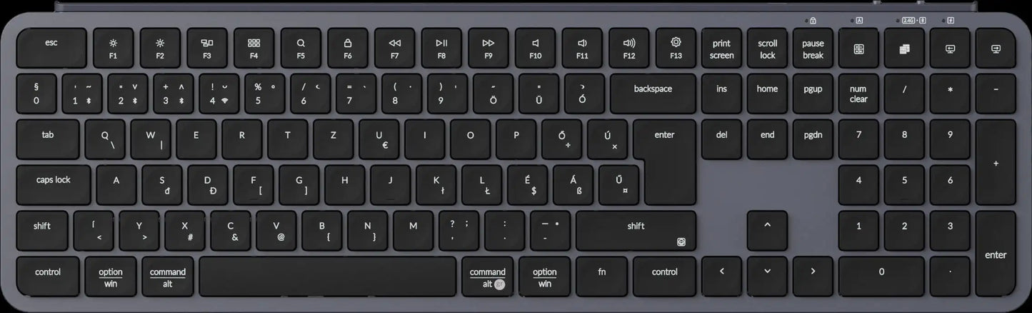 Tastiera wireless ultra-sottile Keychron B6 Pro layout ISO, formato completo, portatile e leggera, con connessioni 2.4GHz e Bluetooth
