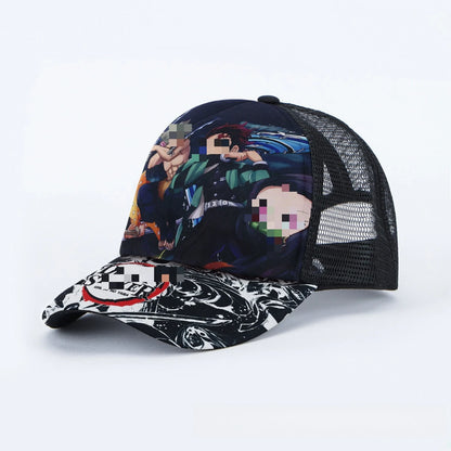 Breathable Mesh Caps Anime Manga Motifs Naruto Luffy Demon Slayer Unisex Summer Fashion Baseball Caps Protection Hats