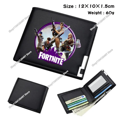 Carteras Fortnites para niños, monedero Anime Fortress Night, tarjetero de dibujos animados, bolso corto de cuero, cartera plegable de moda, regalo para niños