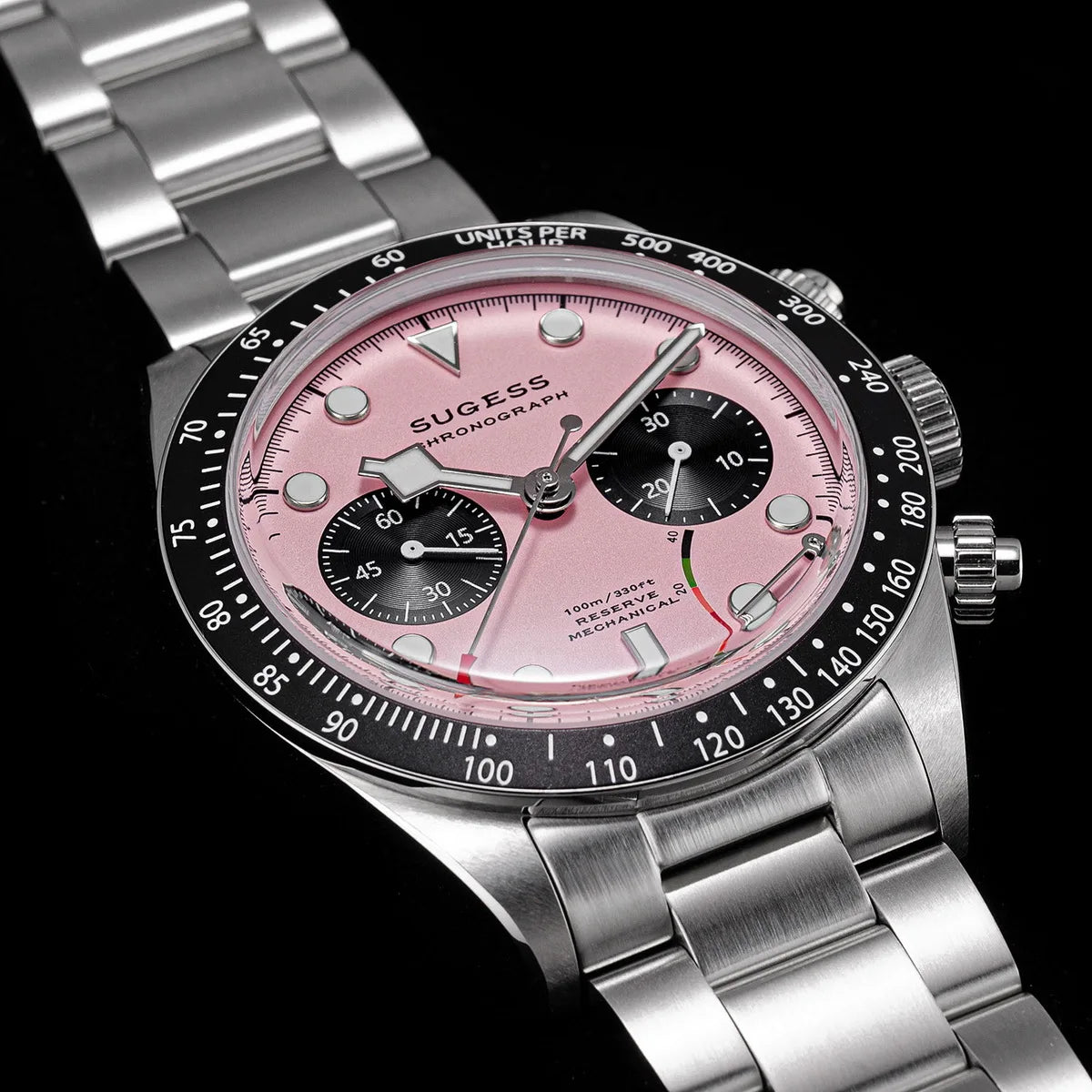 Sugess Chronograph Men Watch Original ST1907 Swanneck Pilot Mechanical Wristwatches Domed Sapphire Crystal Dopamine S457 2025new