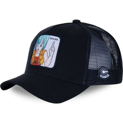 Șapcă Dragon Ball Son Goku de vară pentru călătorii, cu cozoroc, pentru bărbați, brodată, în stil hip-hop, cu vizieră de soare, șapcă de camionagiu ajustabilă din plasă