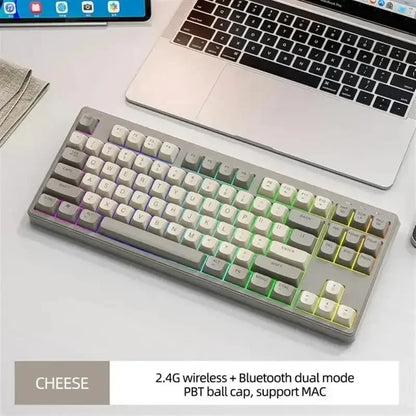 Tastiera M87 wireless Bluetooth dual mode, sensazione meccanica, gaming e ufficio silenziosa, copritasti sferici in PBT, illuminazione arcobaleno