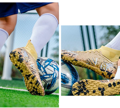 Chaussures de football pour hommes et femmes, crampons antidérapants pour terrain synthétique, baskets de futsal, chaussures de football à crampons pour terrain gazonné, support de cheville, pour l'extérieur