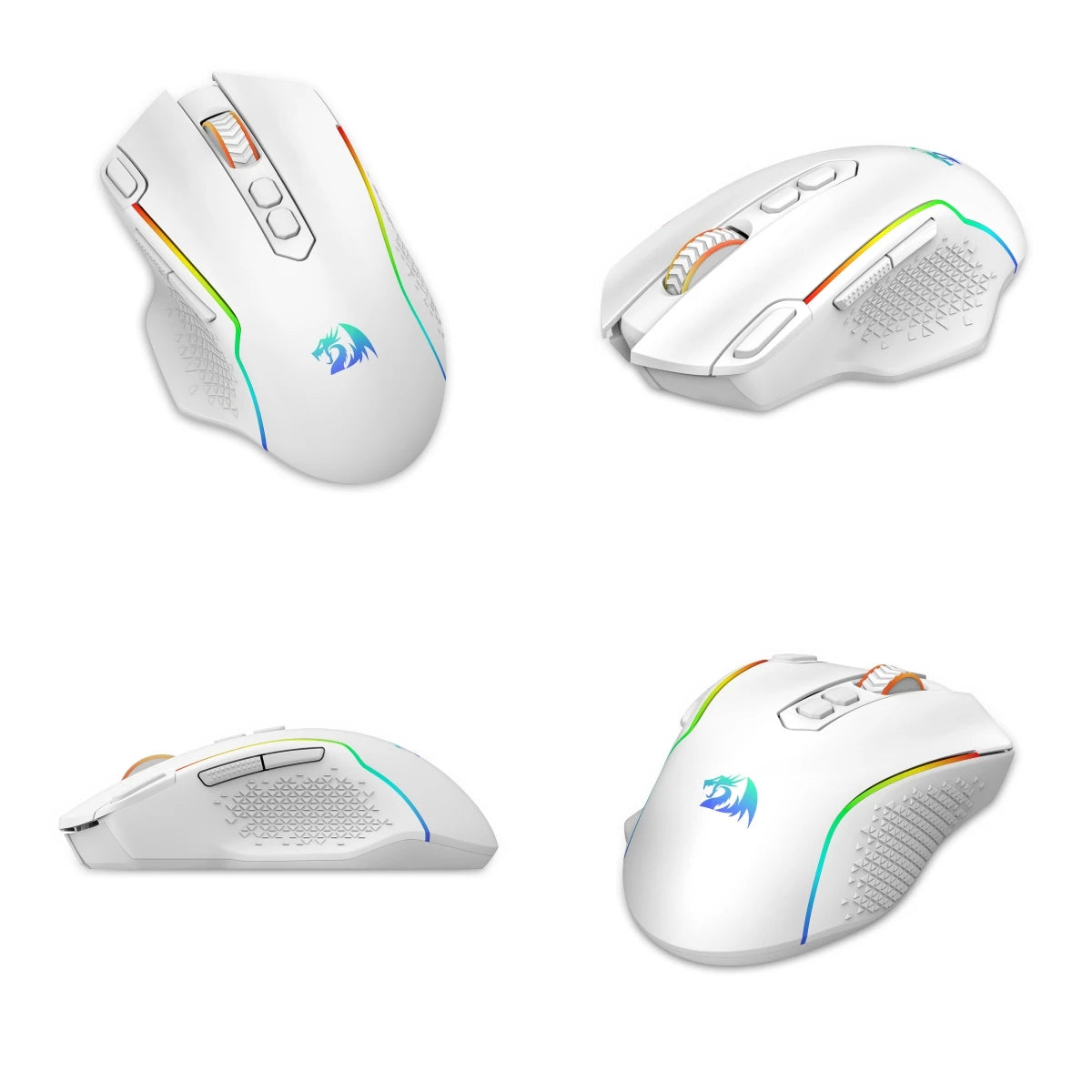 Mouse de gaming wireless Redragon M810 Pro, 10000 DPI, mouse de gamer cu fir cu tastă Rapid Fire, 8 butoane macro, mouse negru/alb