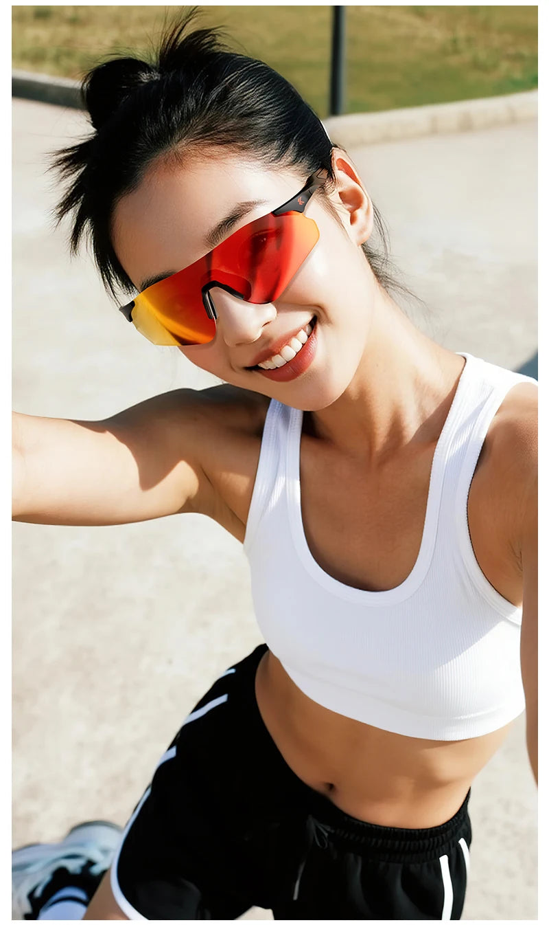 Kapvoe New Outdoor Running Cycling Glasses Bike Photochromic Sunglasses Women Eyewear Men Sports Marathon Bicycle UV400 Goggles