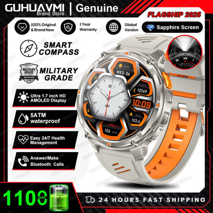 New T-REX3 Ultra 1100mAh Battery SmartWatch 10ATM Waterproof GPS Compass Flashlight 1.7" AMOLED HD Call Sports Smart Watch Men