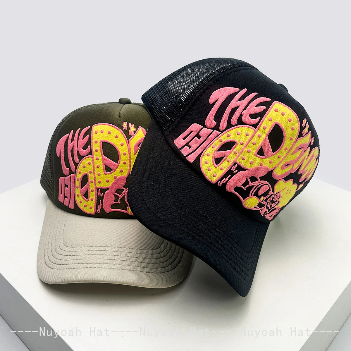 New Unisex Interesting 3D Printed Letter Baseball Hats Sunshade Cartoon Breathable Color Block Trucker Caps Mesh Versatile ins