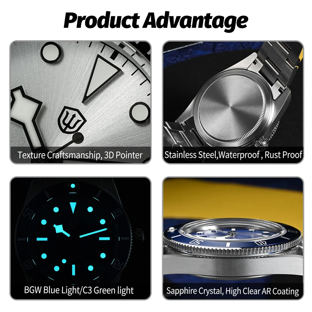 Watchdives WD7922 BB54 Quartz Watches VH31 20Bar Waterproof Luminous Sapphire Crystal Ar 37Mm Fashion Stainless Dive Wrist Watch