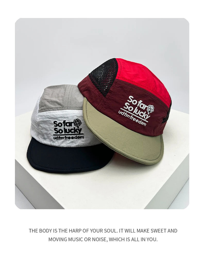New Unisex Flat Eave Embroidered Letters Baseball Hats Breathable Korean Sunshade Quick Drying Peaked Caps Niche Versatile ins