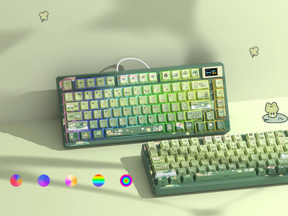Womier SK80 Green Keyboard Gasket Mounted RGB Hot Swap with Color OLED Display 75% Mechanical Gaming Keyboard for PC
