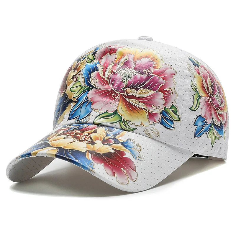 Spring/Summer Quick Drying Baseball Cap Men's And Women's Outdoor Beach Camping Sun Hat Printed Chinese Style Flower Sun HatB149