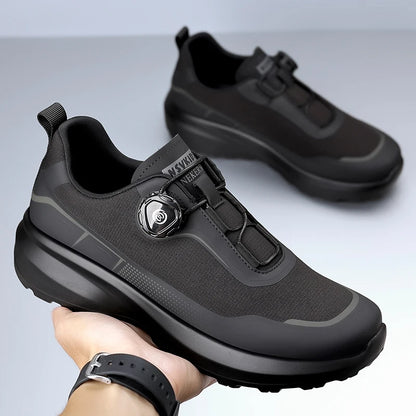 Zapatillas deportivas de running para hombre, ligeras, cómodas y versátiles, de color liso y con cierre ajustable para montañismo