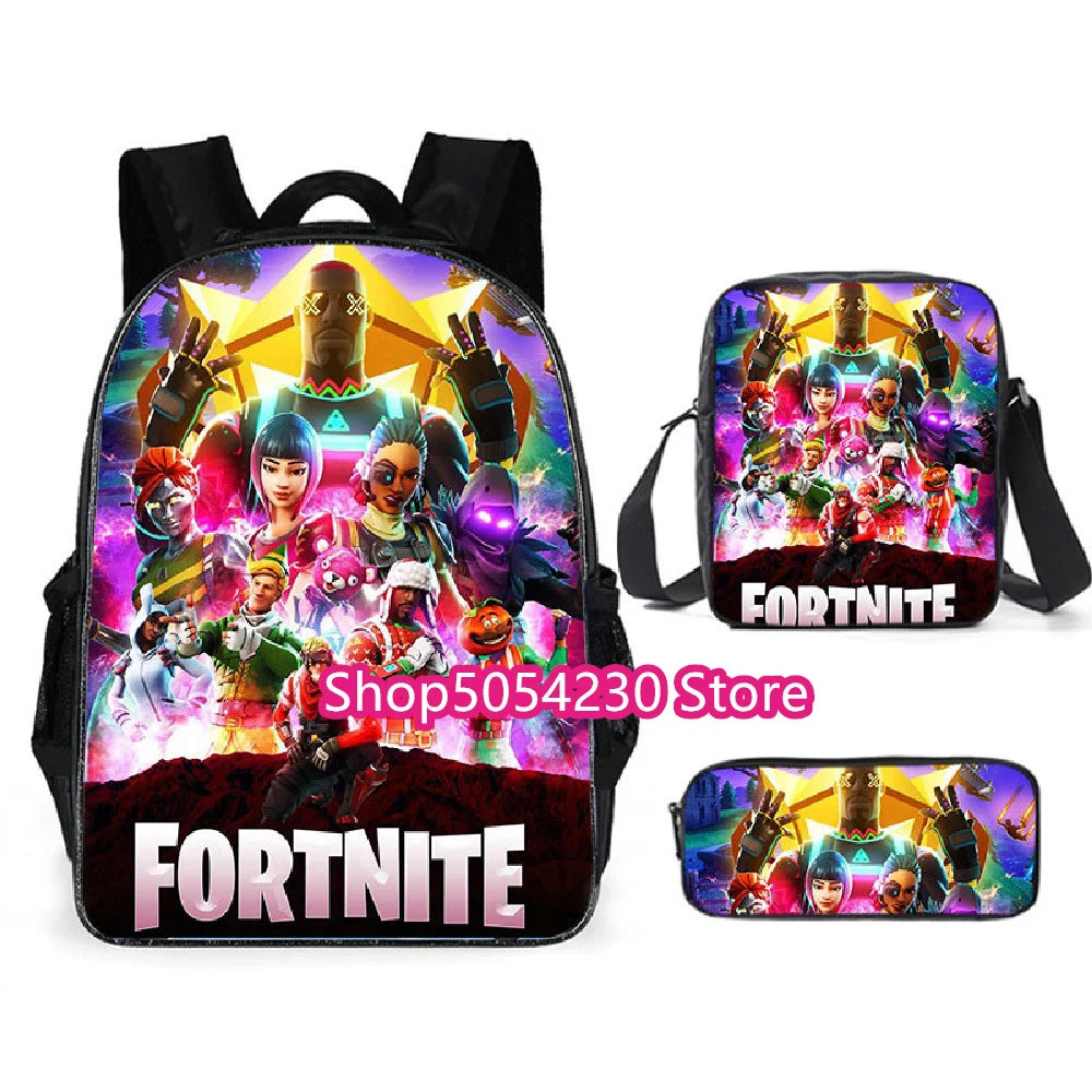 Hot game Fortnited 3PCS Backpack Set Teenager Student Travel Bag Fortress Night 3D School Knapsack Popular Games Rucksacks