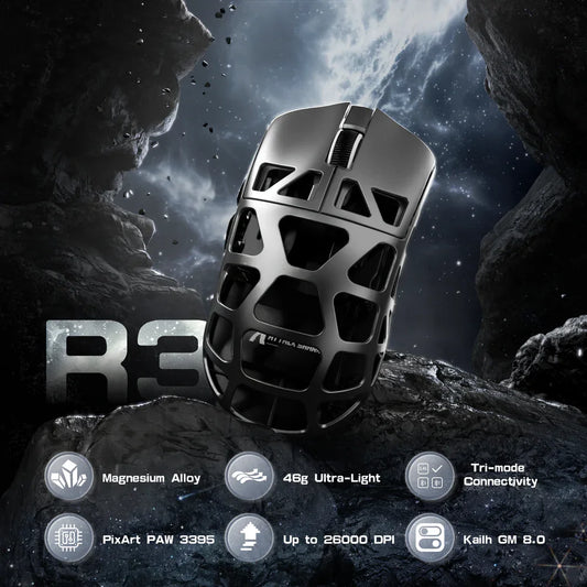 ATTACK SHARK R3 gamingmus i magnesiumlegering 8K SUPERLIGHT 8000Hz 6 justerbare DPI op til 26000 PAW3395 BT/2.4G trådløs/kablet