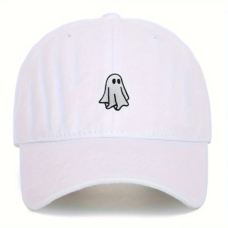 Halloween Embroidered Baseball Hat with Cute Ghost Pattern Simple Style Suitable for Men and Women