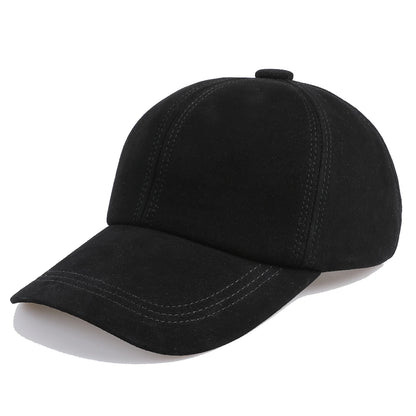 BOONJOVIA Unisex Genuine Suede Leather Baseball Caps for Mens Womens-Adjustable Buckle Back Real Leather Hats