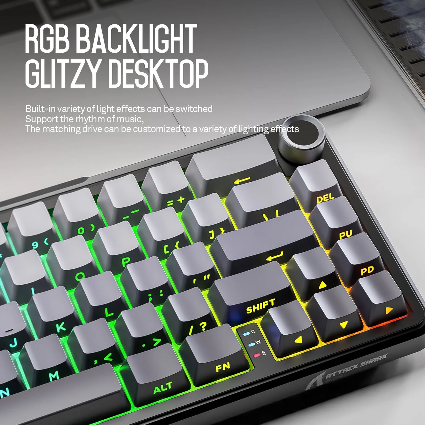 Teclado mecânico sem fios Attack Shark X66, layout compacto 65%, retroiluminação RGB, gasket, hot swap, Bluetooth, USB-C, PBT, bateria de grande capacidade