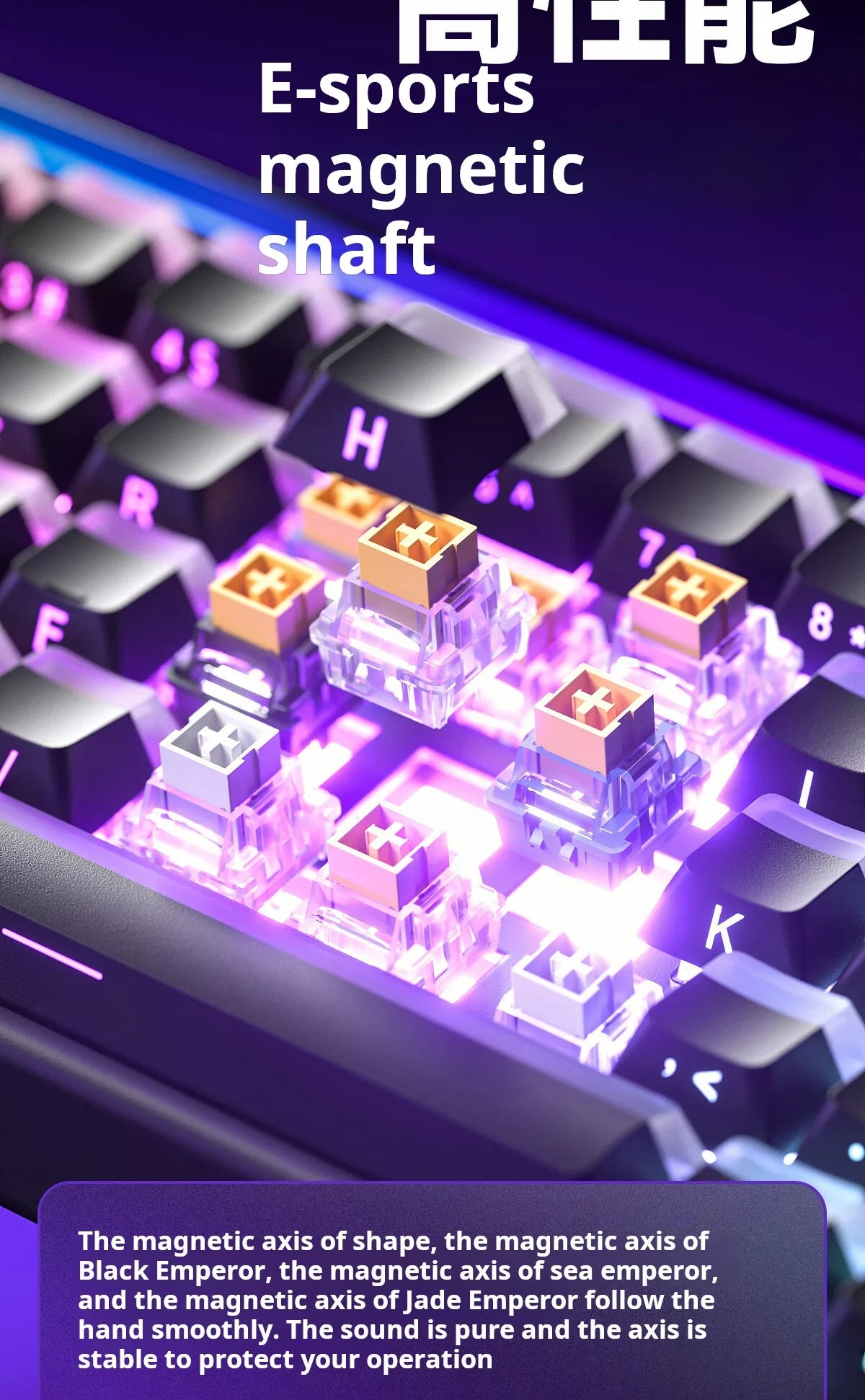 Tastiera meccanica gaming AULA HERO 68 HE con asse magnetico RT, cablata, illuminazione RGB, polling rate 8K e incisione laterale