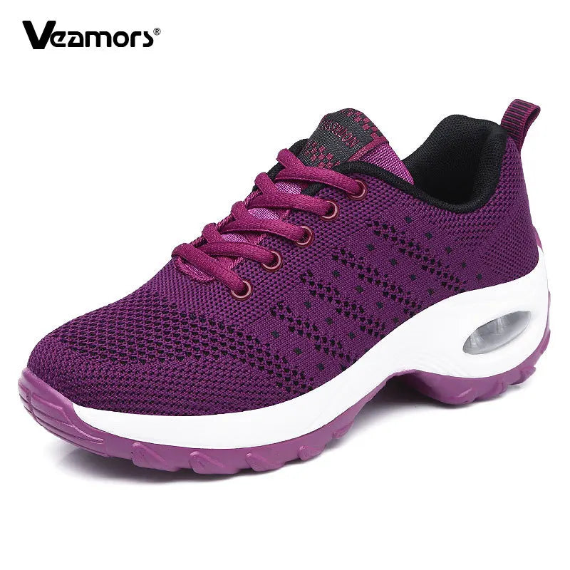 Sneakers da donna alla moda, leggere, scarpe da corsa, scarpe sportive per attività all’aperto, scarpe da corsa comode in rete traspirante, con cuscinetto d’aria e allacciatura con lacci