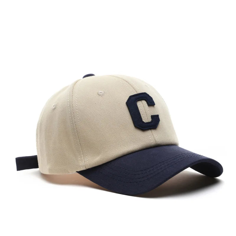 Vintage C Letter Embroidered Baseball Cap | Two-Tone Design, Adjustable Strap, Unisex for Men & Women