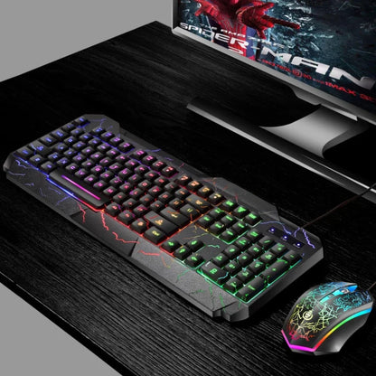 Combo tastiera e mouse da gaming cablati per computer desktop, tastiera retroilluminata LED effetto meccanico