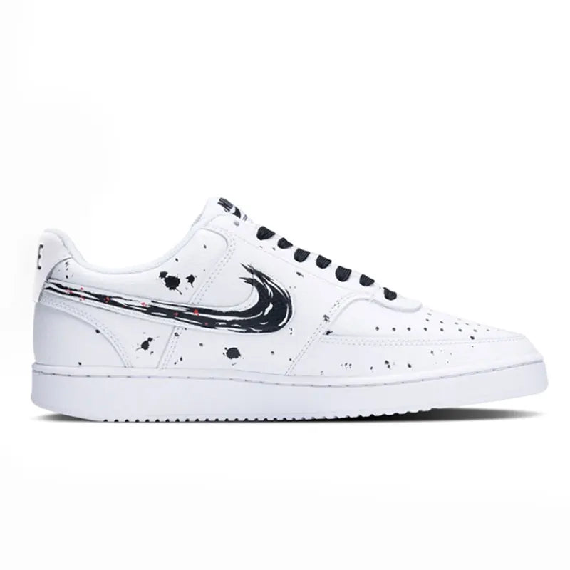 Räätälöidyt lenkkarit Nike Court Vision 1 Low, ink wash -tyyli, kiinalaistyylinen roiskevaikutus, kulutusta kestävät miesten skeittikengät