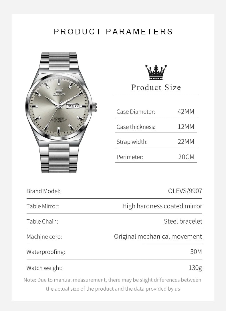 OLEVS Top Brand Luxury Automatic Watches Men Waterproof Watches 316L Steel Business Mechanical Men's Watch relogios masculino