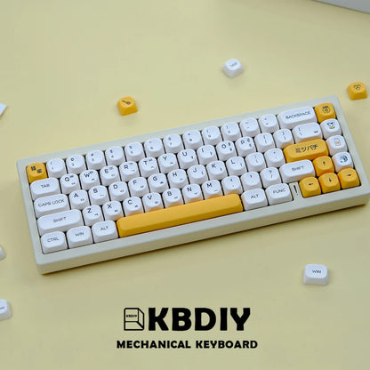 KBDiy KOA  Profile PBT Honey Milk Keycaps Russian Korean Japanese 137 Keys Caps for Mechanical Keyboard Keycap MAC for MX Switch