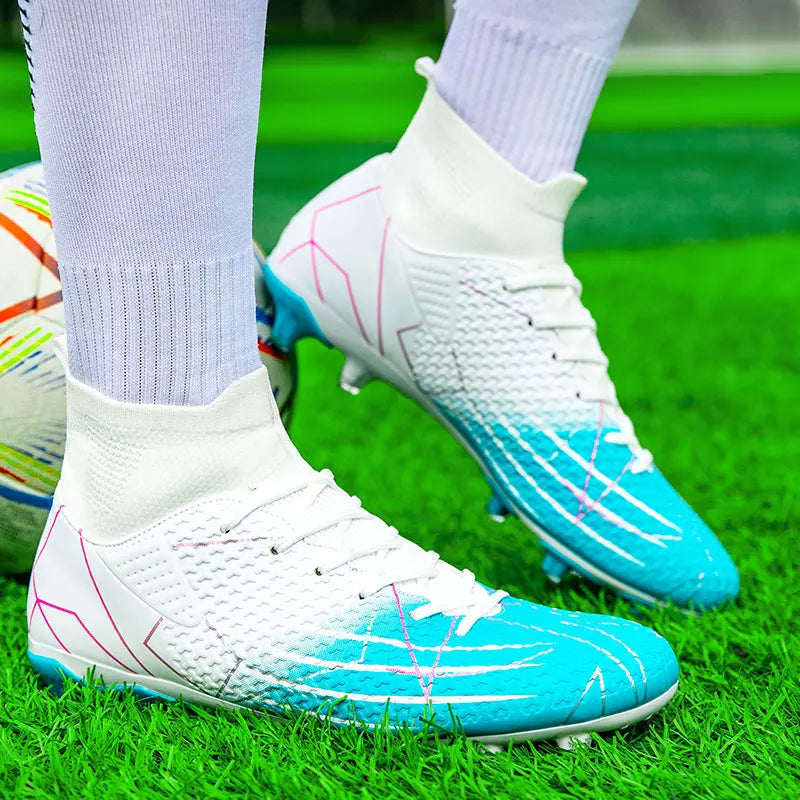 Nouvelles chaussures de Football professionnelles haut en cuir d'herbe artificielle jeunes étudiants chaussures de Football d'entraînement pour hommes et femmes sport