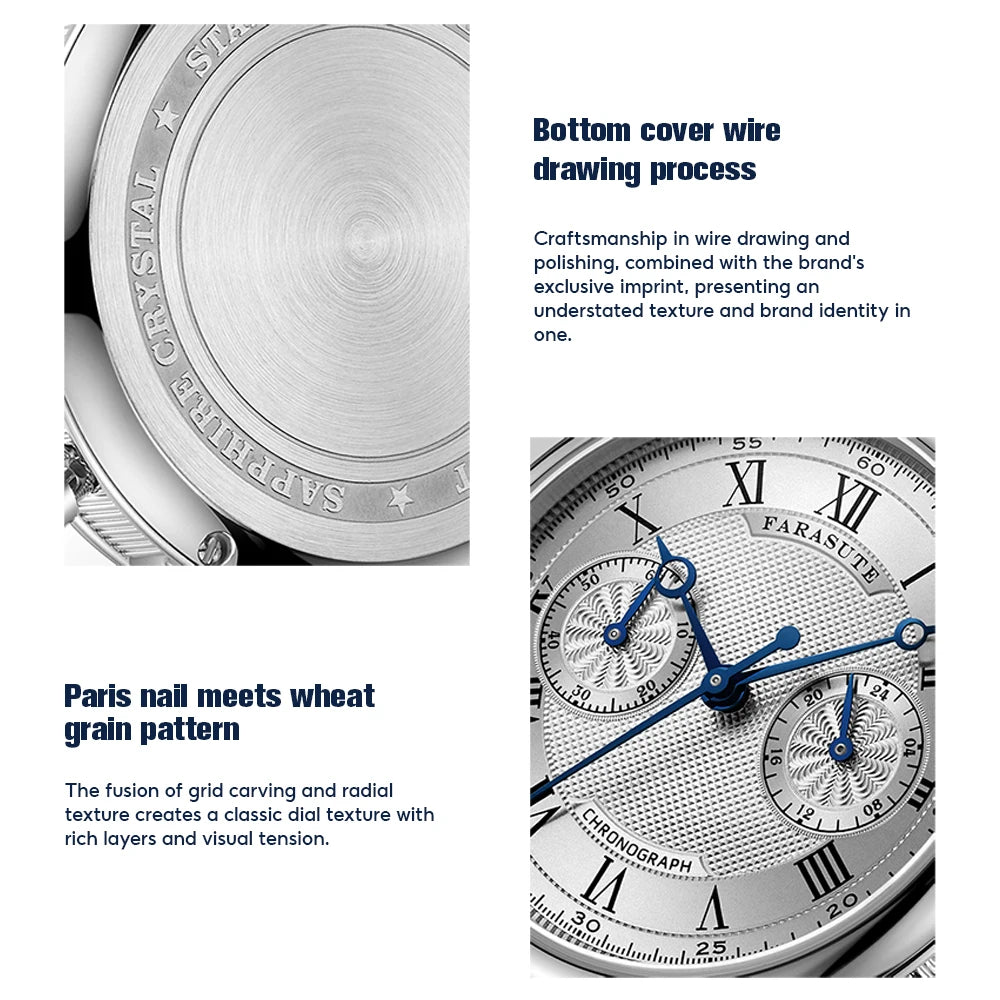 FARASUTE 2025 New Retro Mens Watches Quartz Watch For Men Speed Sports Chronograph AR Coating Sapphire VK64 Clock Reloj Hombre