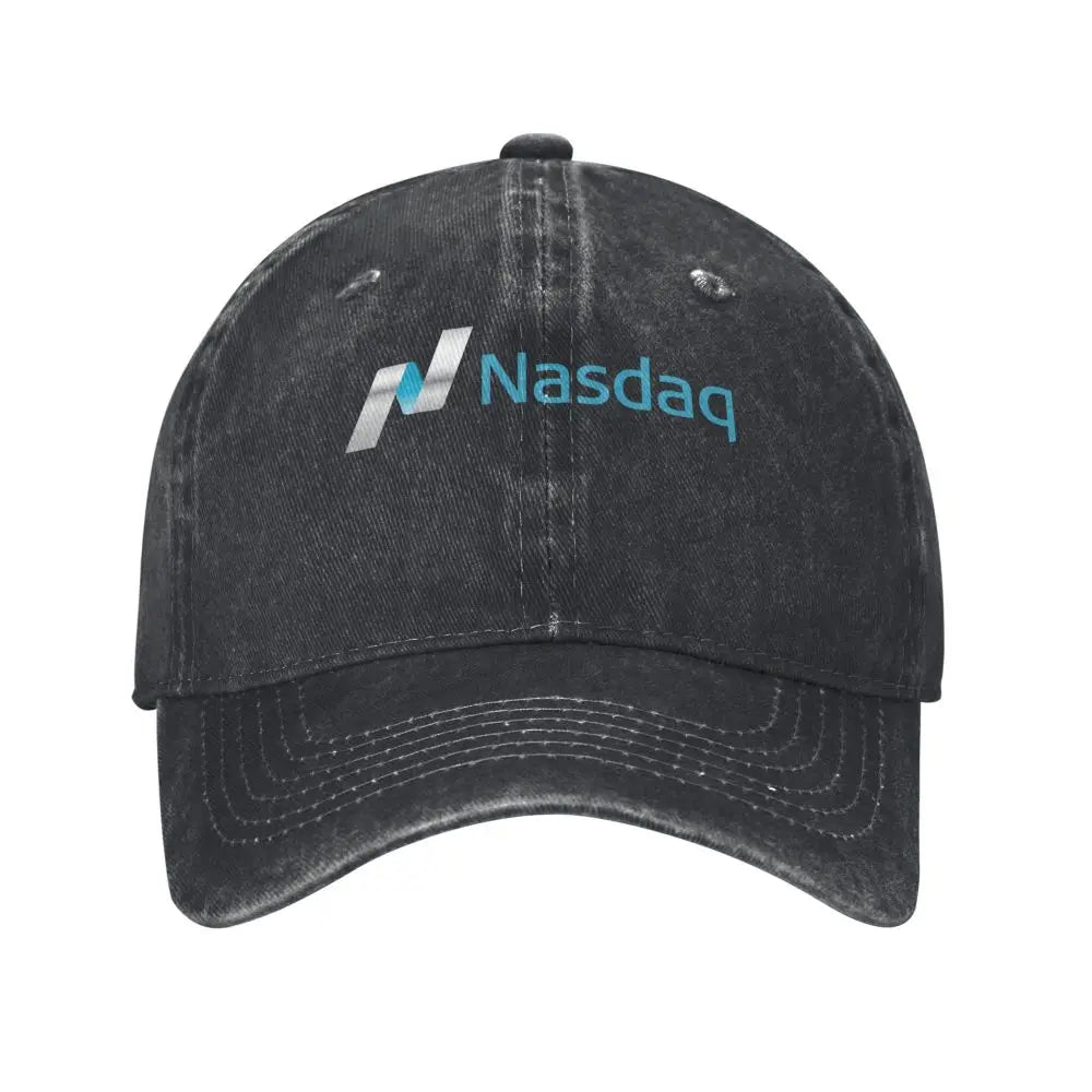 Nasdaq Logo, Knitted Texture demin Trucker Hat Lightweight Men's Cap Cap Man Summer