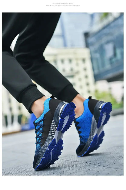 2025 Thick Soled Sports Shoes Youth Mesh Breathable Running Shoes Trend Spring Summer Korean Large Black and White Shoes walk