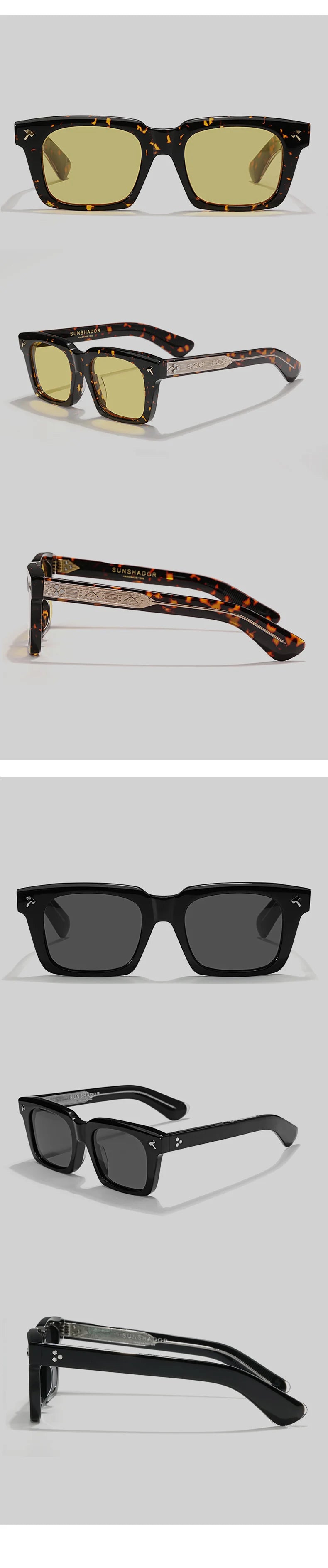 Top Quality Luxury Square Acetate Sunglasses For Men Women Classic Sunglasses outdoor UV400 Protection Logo Customization