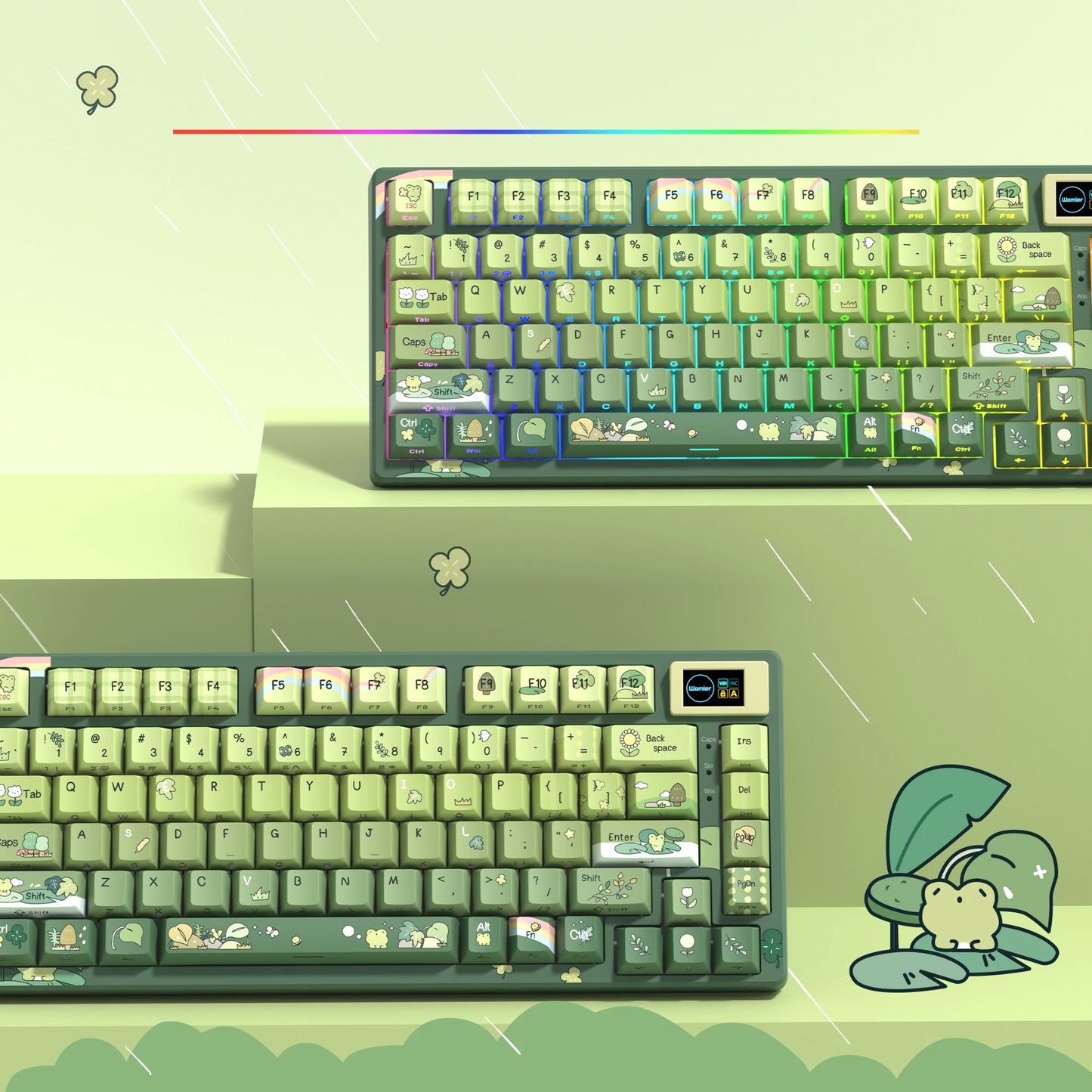 Womier SK80 Green Keyboard Gasket Mounted RGB Hot Swap with Color OLED Display 75% Mechanical Gaming Keyboard for PC